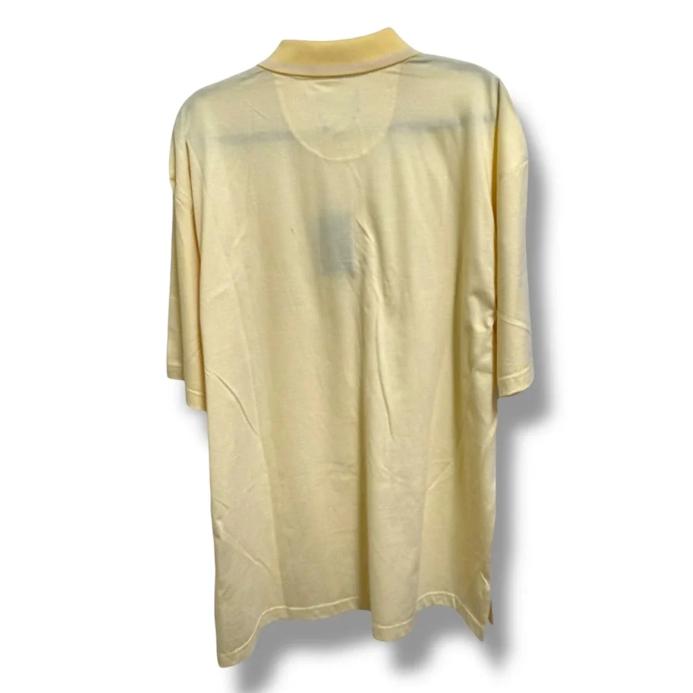 Ashworth Mens XL Yellow Striped Short‎ Sleeve Cotton Golf Polo Shirt AM 1271 NWT